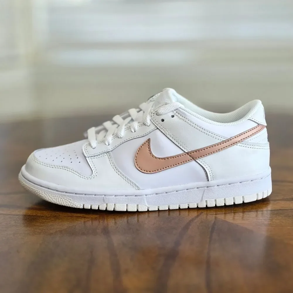 Nike Dunk Low White Pink Metallic Bronze Women's Shoe's Size 8.5 New DH9765-100